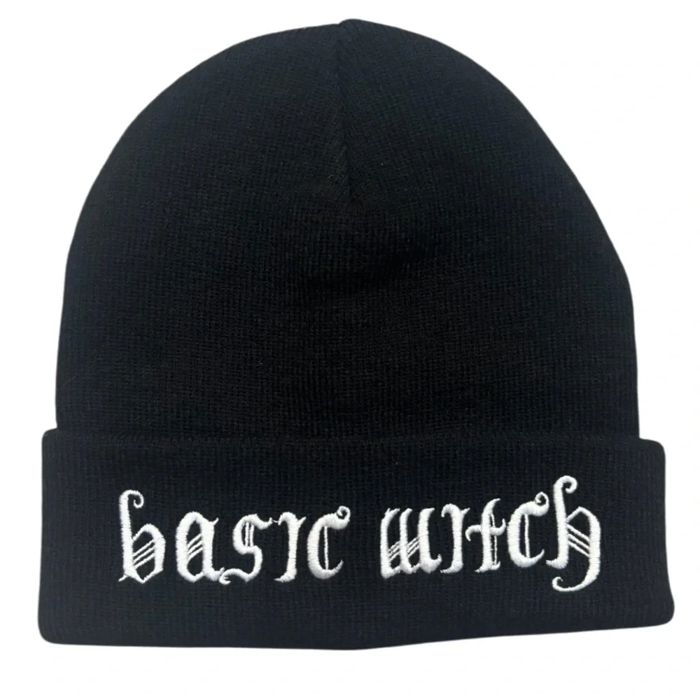 Knit Beanie Hat Basic Witch Graphic Knit Hat Bundle Black Sweater Beanie Hat Set